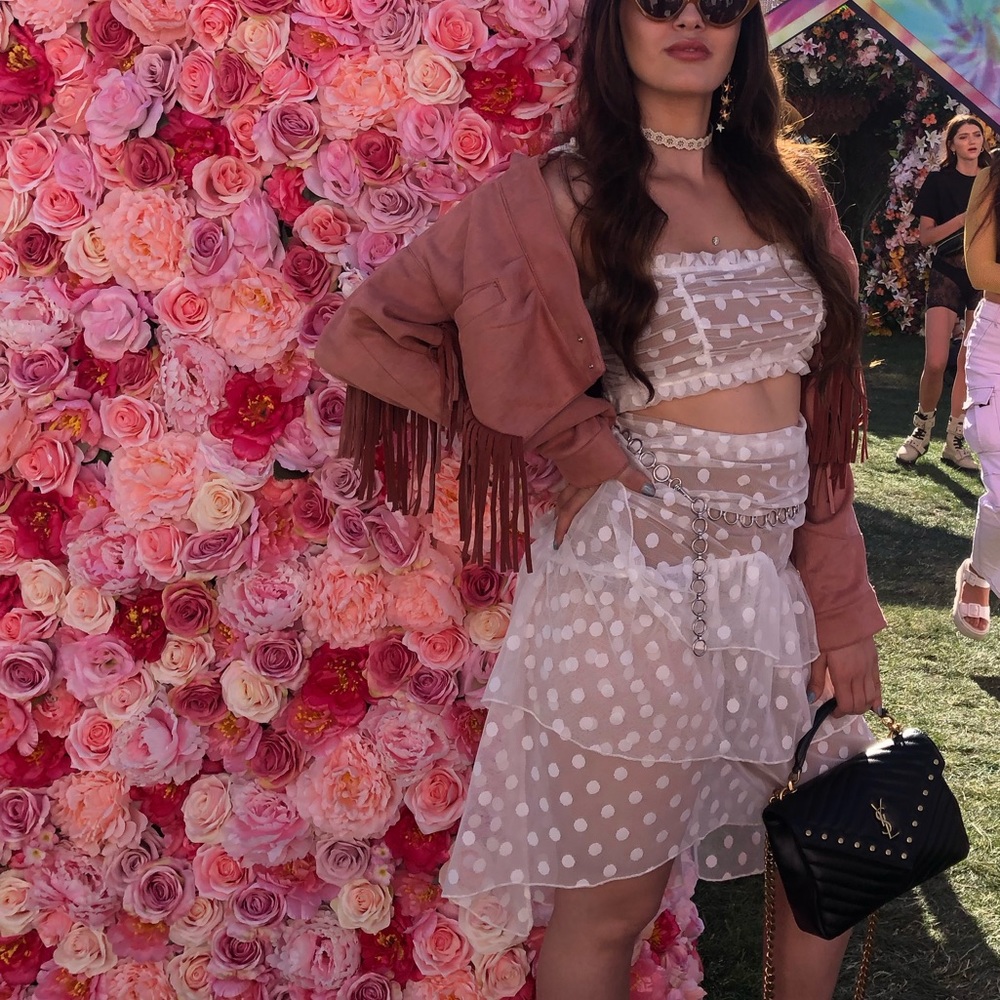 Majorelle polka dotted white and beige set